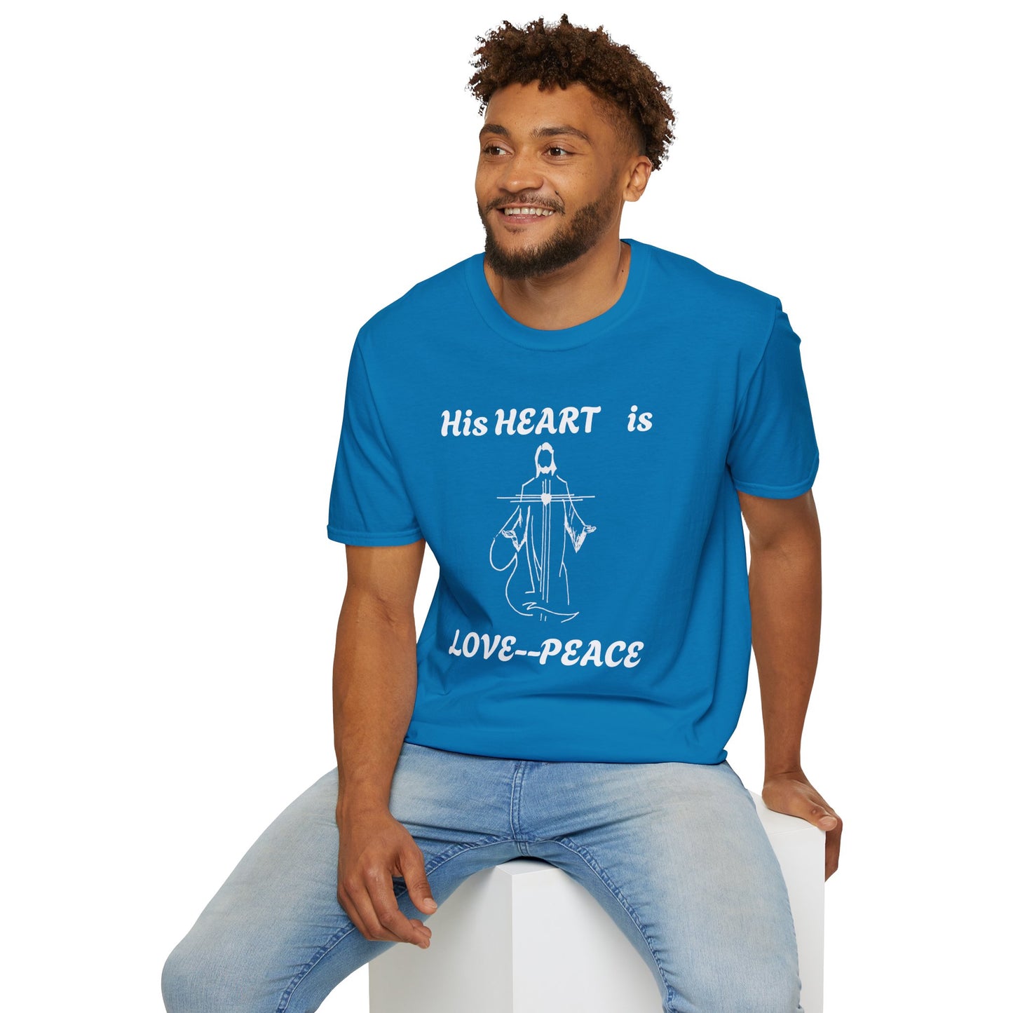 Christian Graphic Jesus  "His Heart is Love Peace" T-shirt