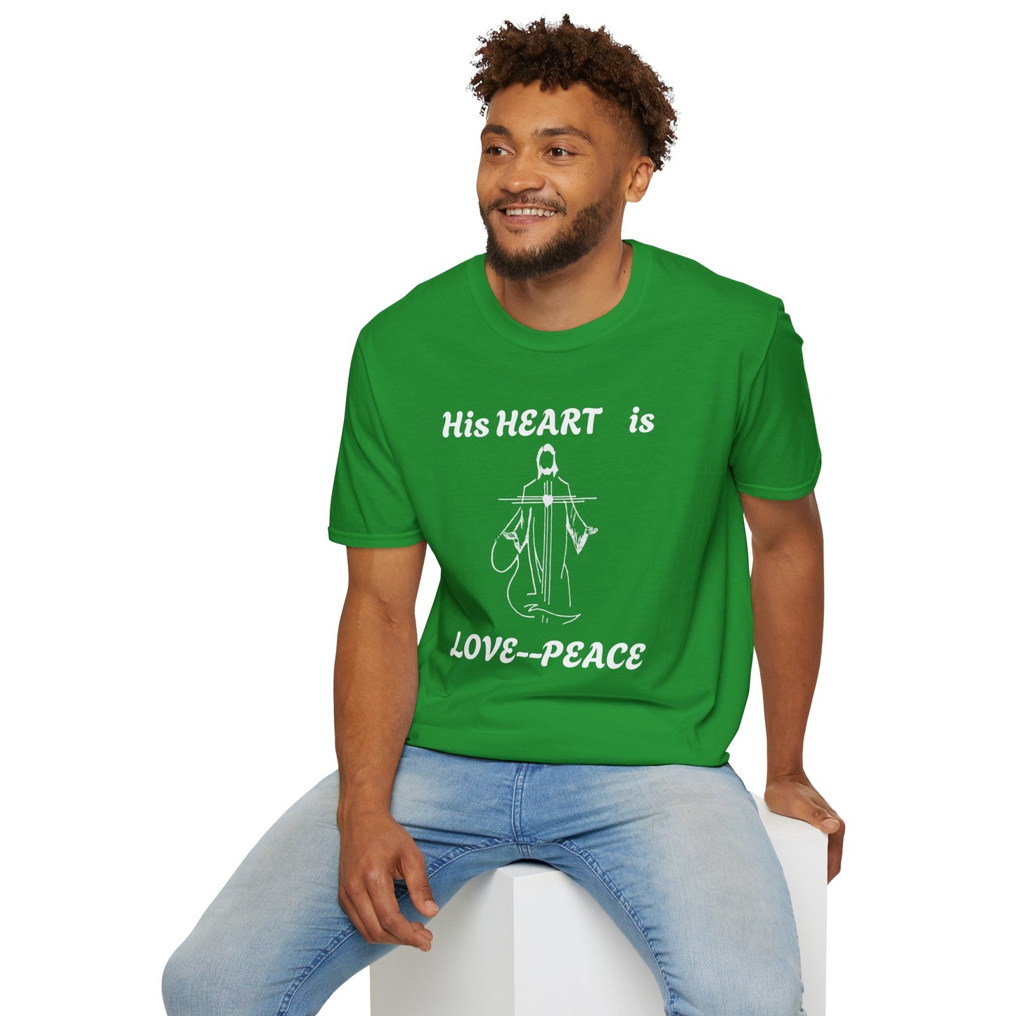 Christian Graphic Jesus  "His Heart is Love Peace" T-shirt