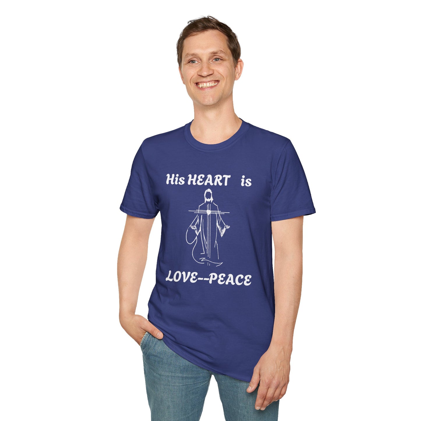 Christian Graphic Jesus  "His Heart is Love Peace" T-shirt