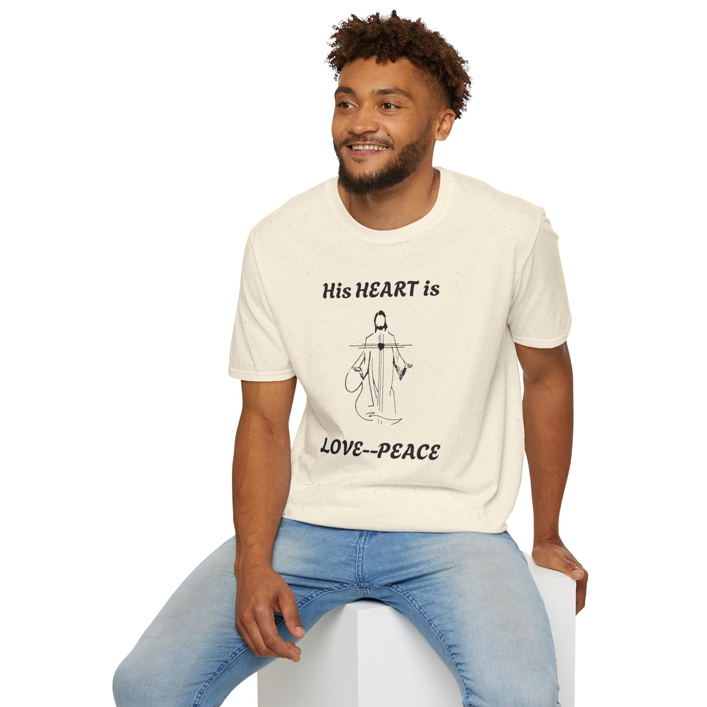 His Heart is Love-Peace Graphic T-Shirt, Unisex Spiritual Tee, Positive Vibe Shirt, Casual Gift for Friends and Family, Unique Faith Apparel