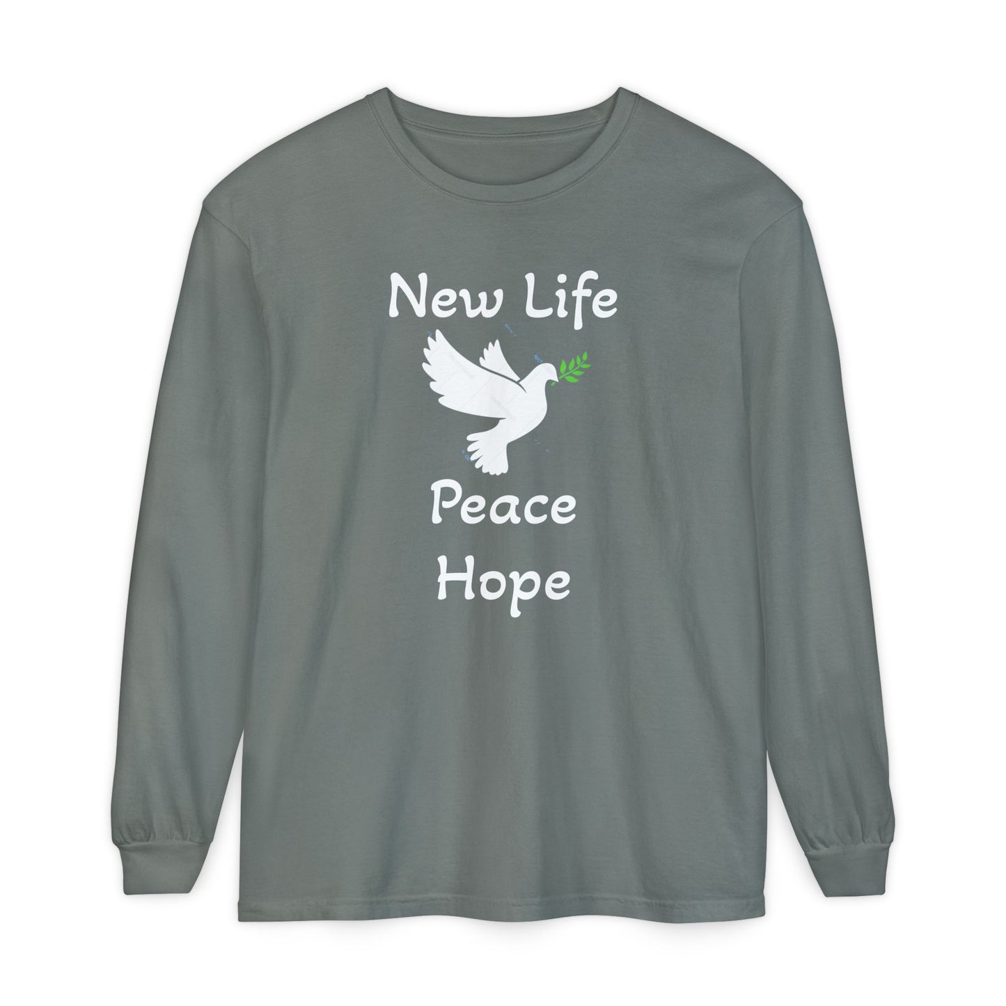 New Life-Peace Hope-Dove with Olive Branch Long Sleeve T-Shirt