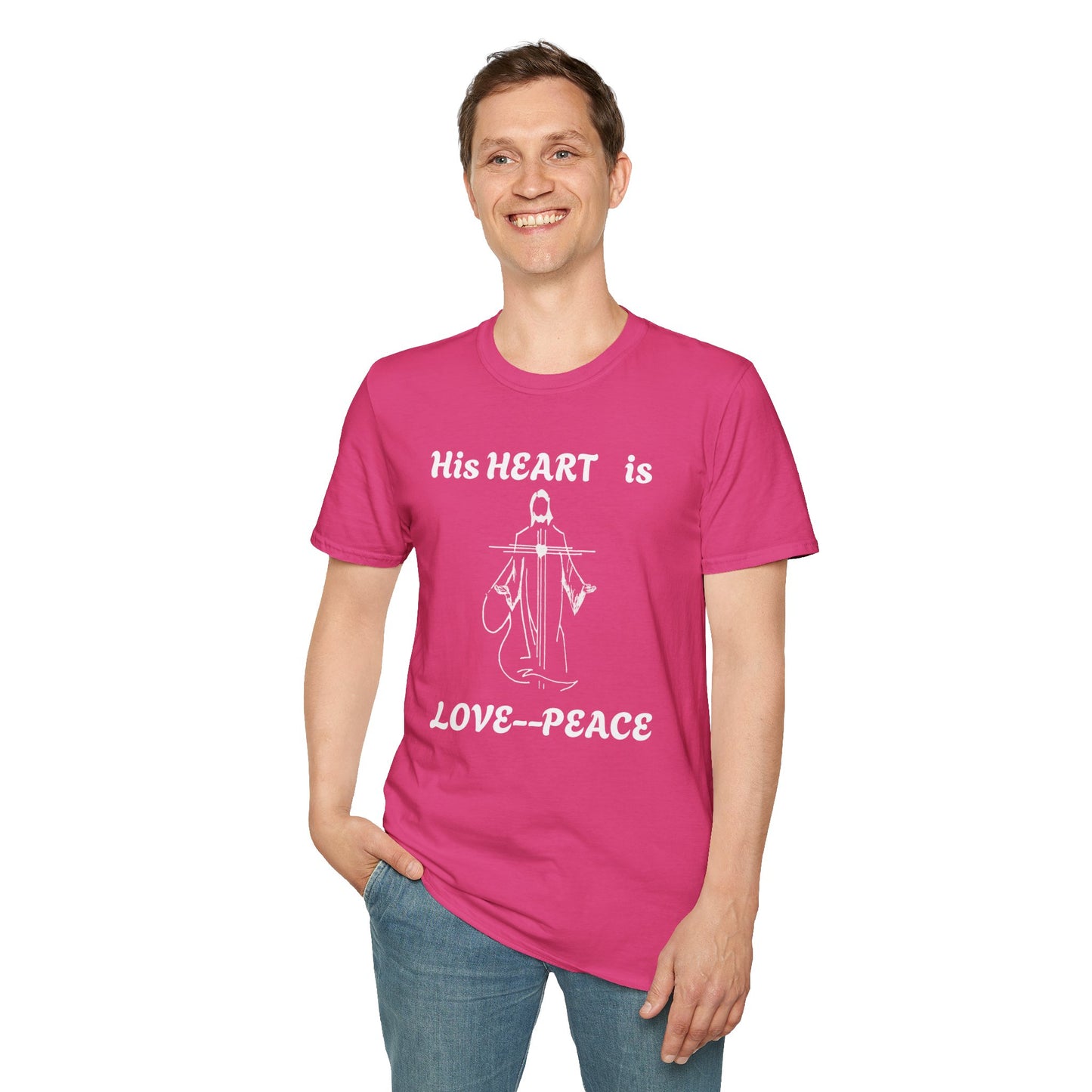 Christian Graphic Jesus  "His Heart is Love Peace" T-shirt
