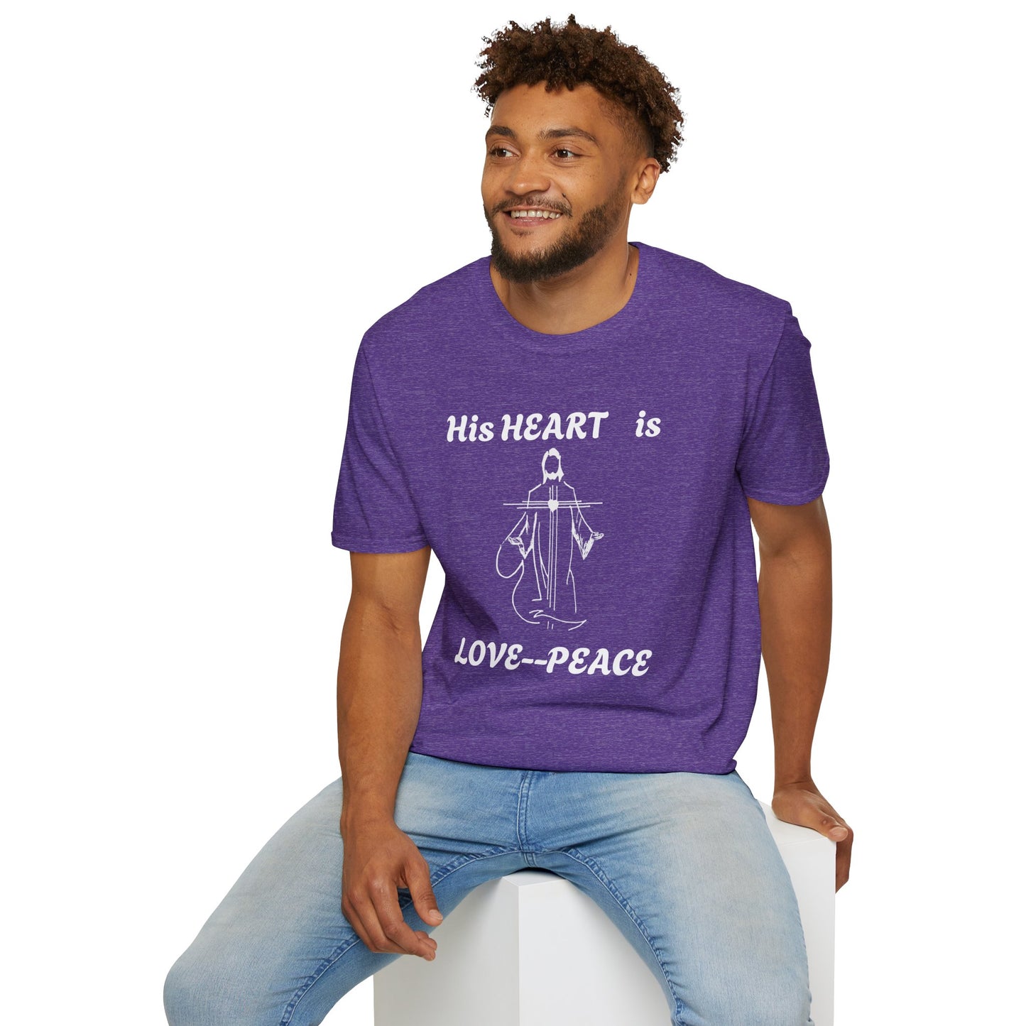 Christian Graphic Jesus  "His Heart is Love Peace" T-shirt