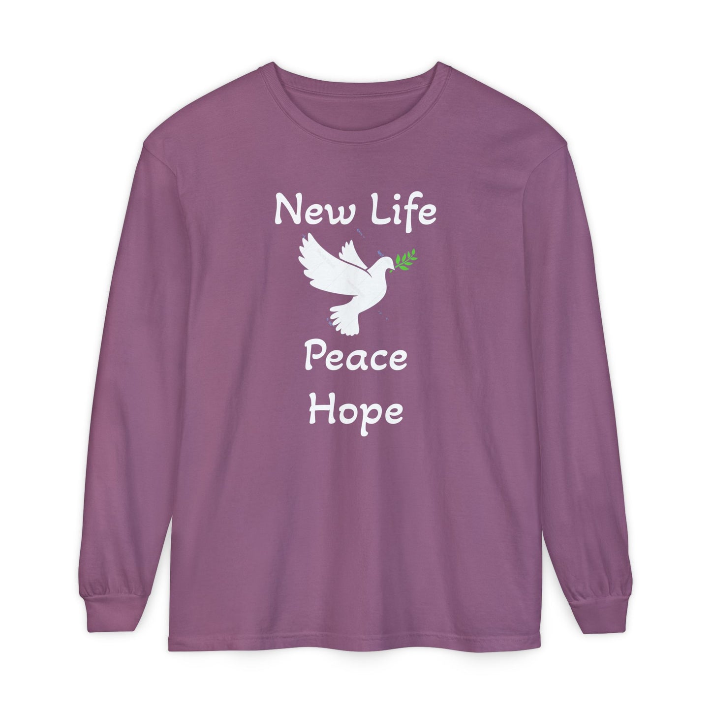New Life-Peace Hope-Dove with Olive Branch Long Sleeve T-Shirt