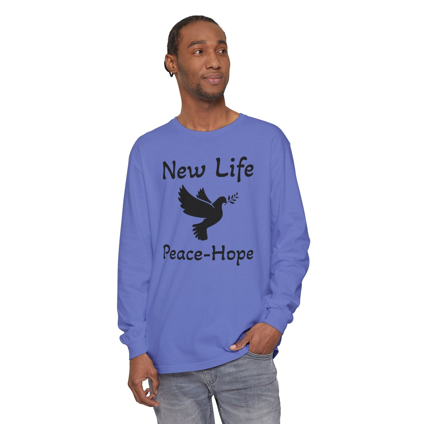 New Life- Peace Hope- Dove with Olive Branch Long Sleeve T-Shirt