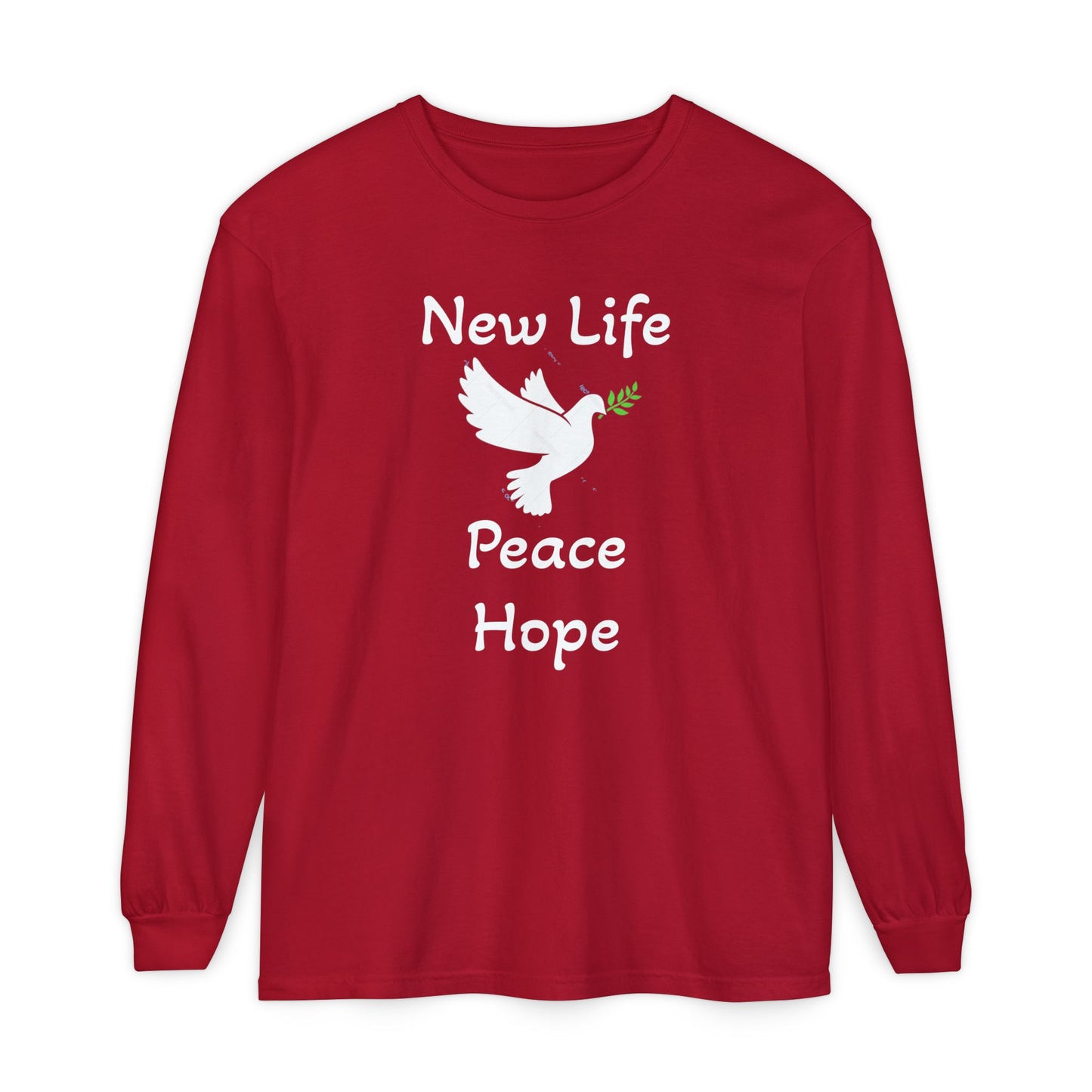 New Life-Peace Hope-Dove with Olive Branch Long Sleeve T-Shirt