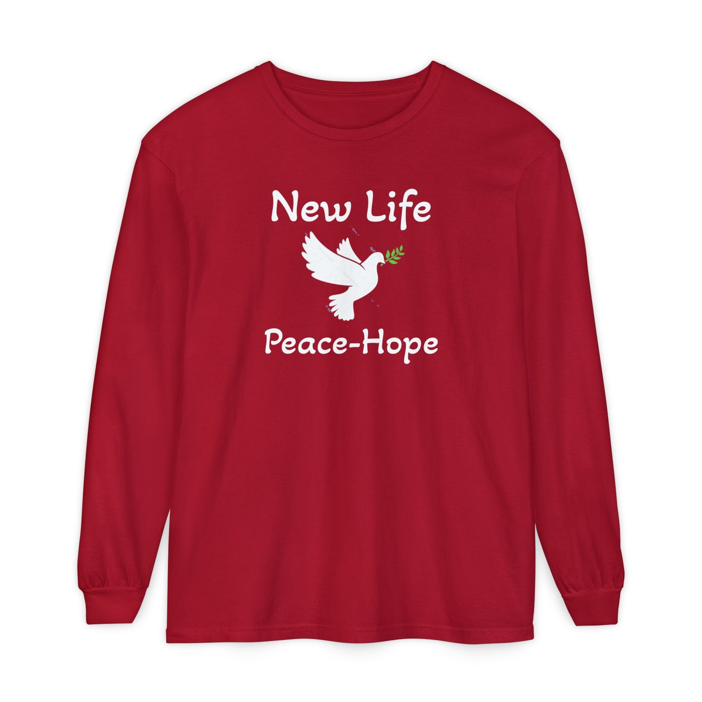 New Life-Peace Hope-Dove with Olive Branch Long Sleeve T-Shirt