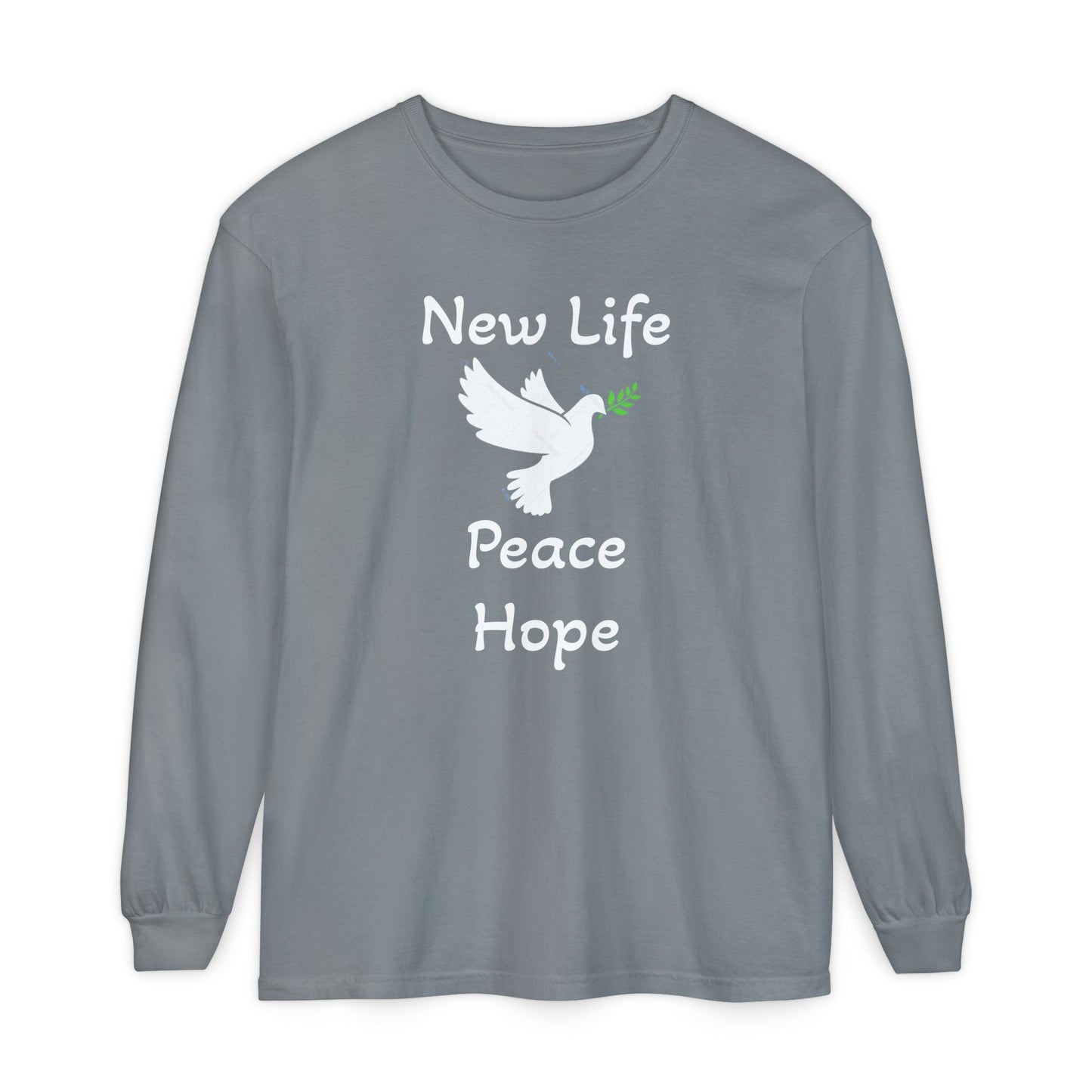 New Life-Peace Hope-Dove with Olive Branch Long Sleeve T-Shirt