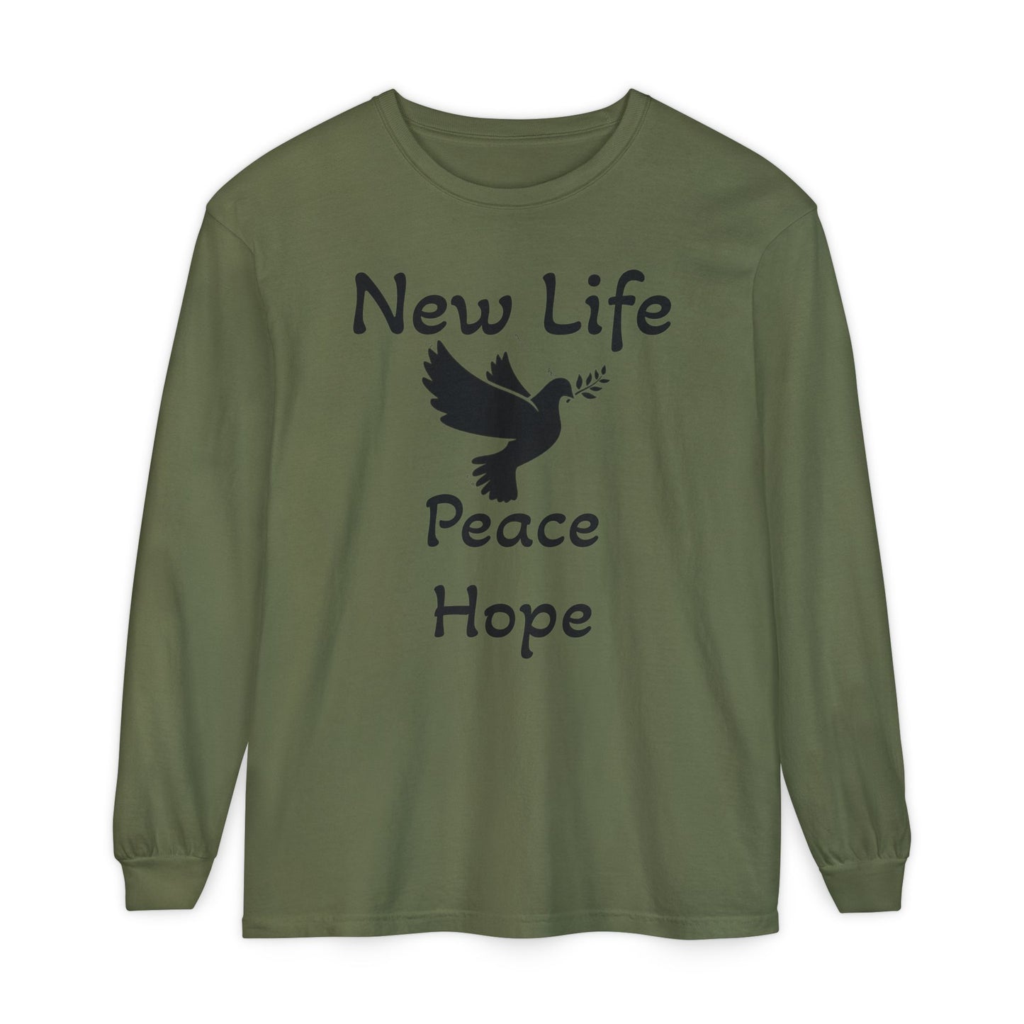New Life- Peace Hope- Dove with Olive Branch Long Sleeve T-Shirt