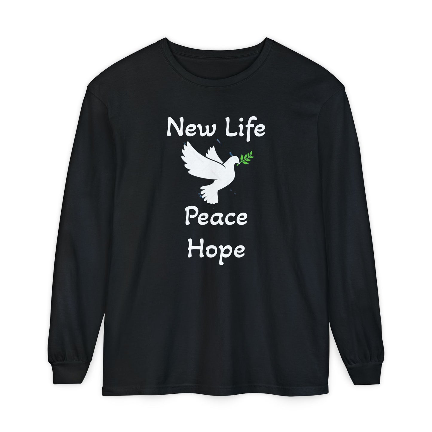 New Life-Peace Hope-Dove with Olive Branch Long Sleeve T-Shirt