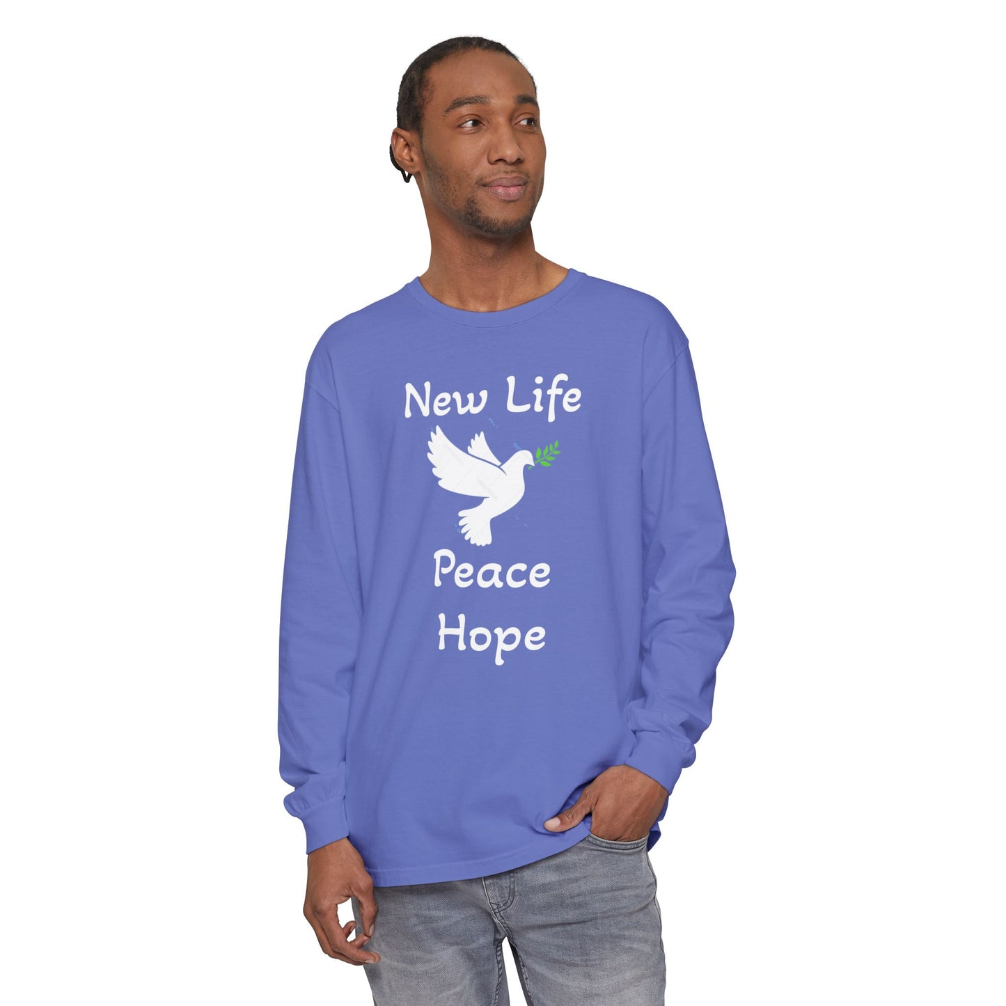 New Life-Peace Hope-Dove with Olive Branch Long Sleeve T-Shirt