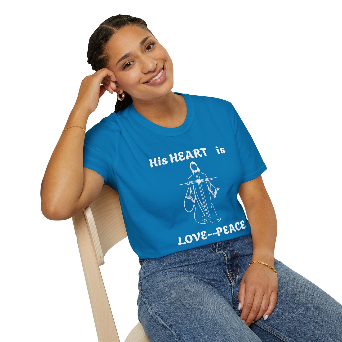 Christian Graphic Jesus  "His Heart is Love Peace" T-shirt