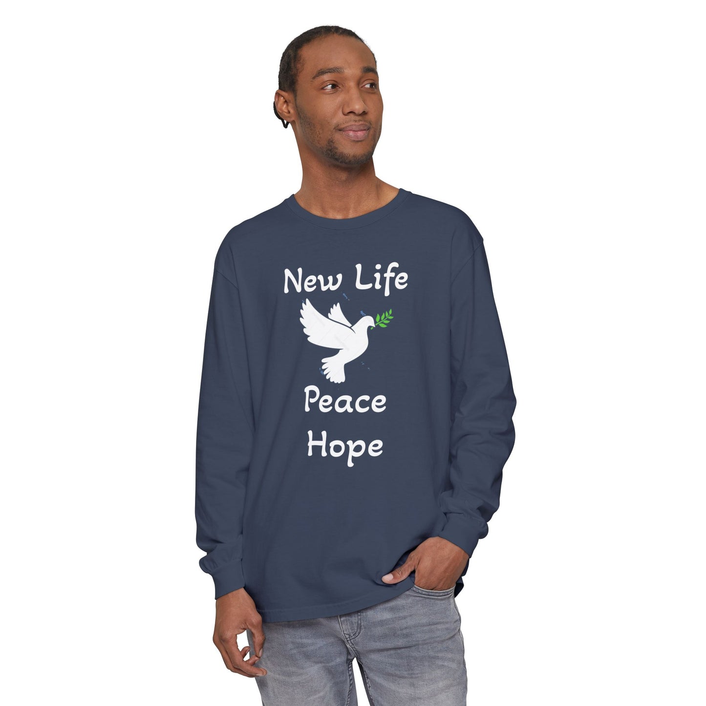New Life-Peace Hope-Dove with Olive Branch Long Sleeve T-Shirt