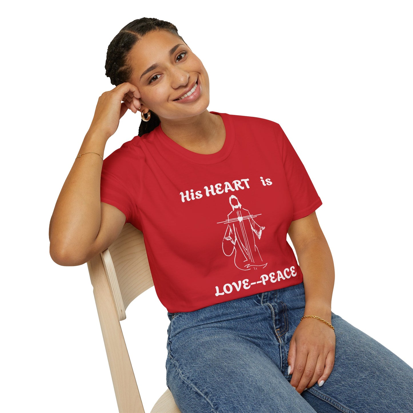 Christian Graphic Jesus  "His Heart is Love Peace" T-shirt