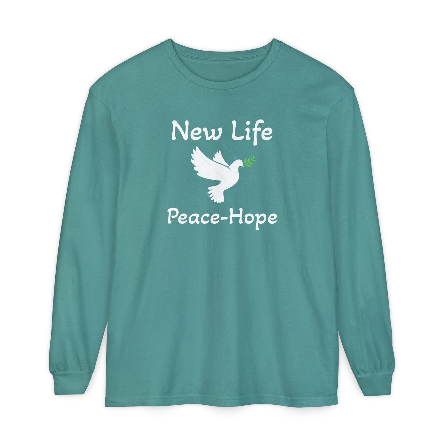 New Life-Peace Hope-Dove with Olive Branch Long Sleeve T-Shirt