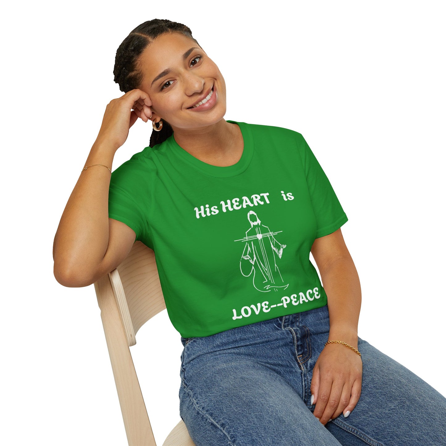 Christian Graphic Jesus  "His Heart is Love Peace" T-shirt