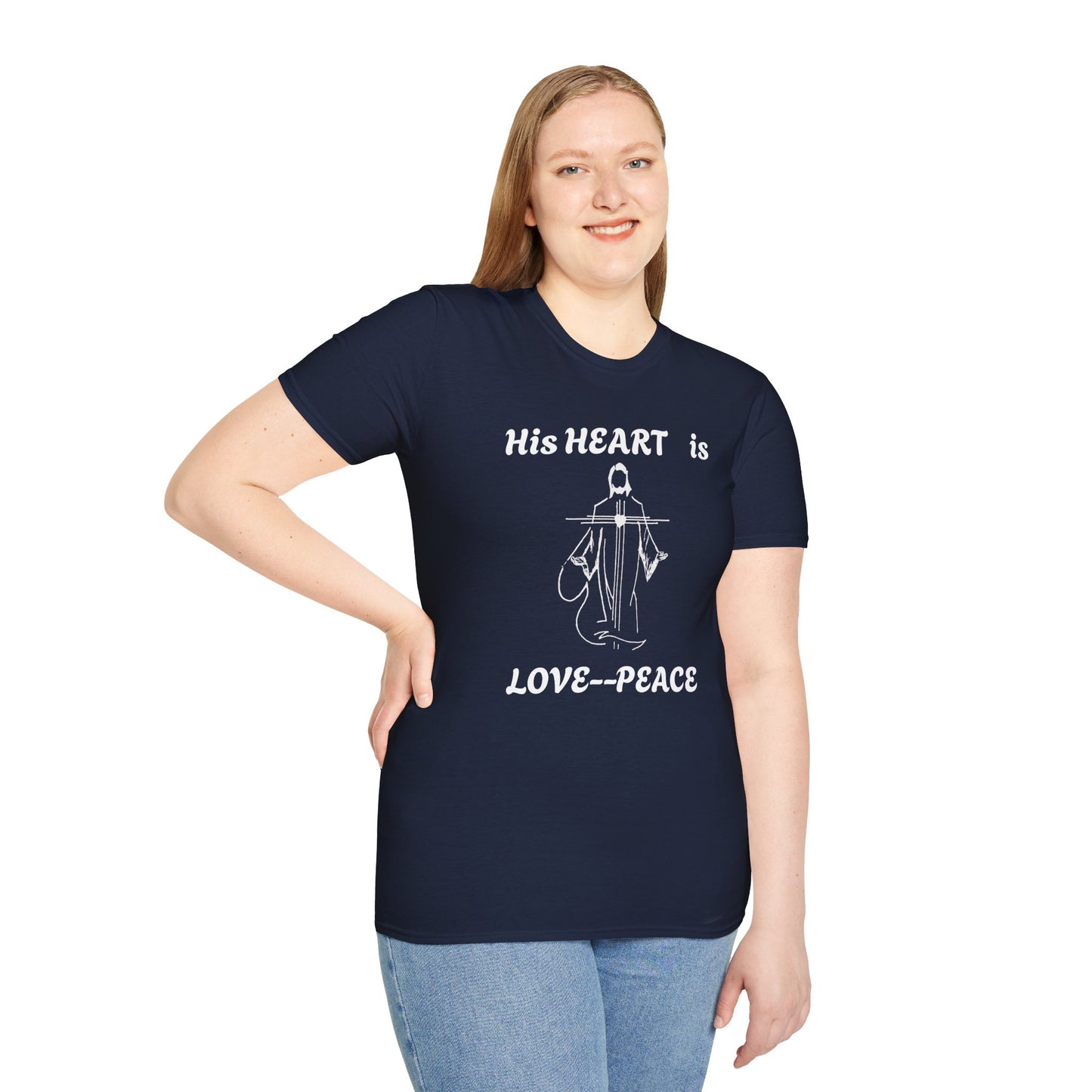Christian Graphic Jesus  "His Heart is Love Peace" T-shirt