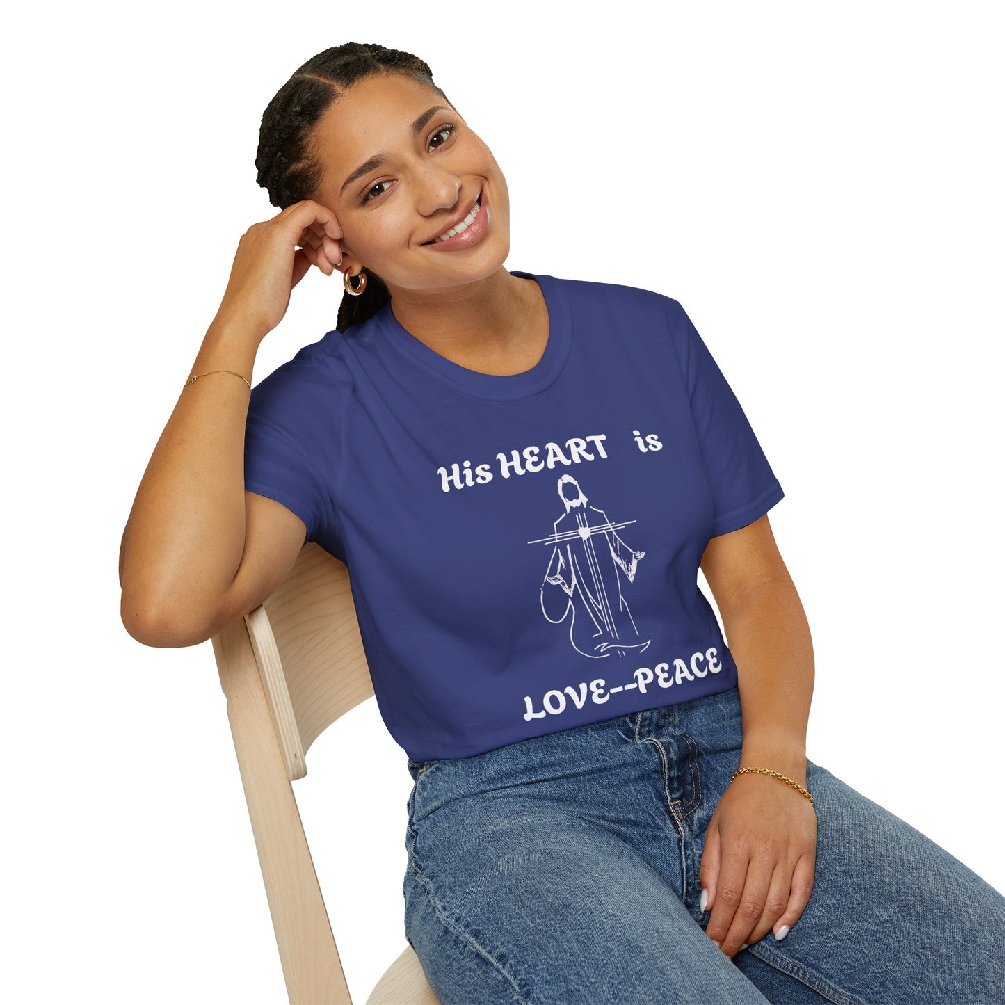 Christian Graphic Jesus  "His Heart is Love Peace" T-shirt