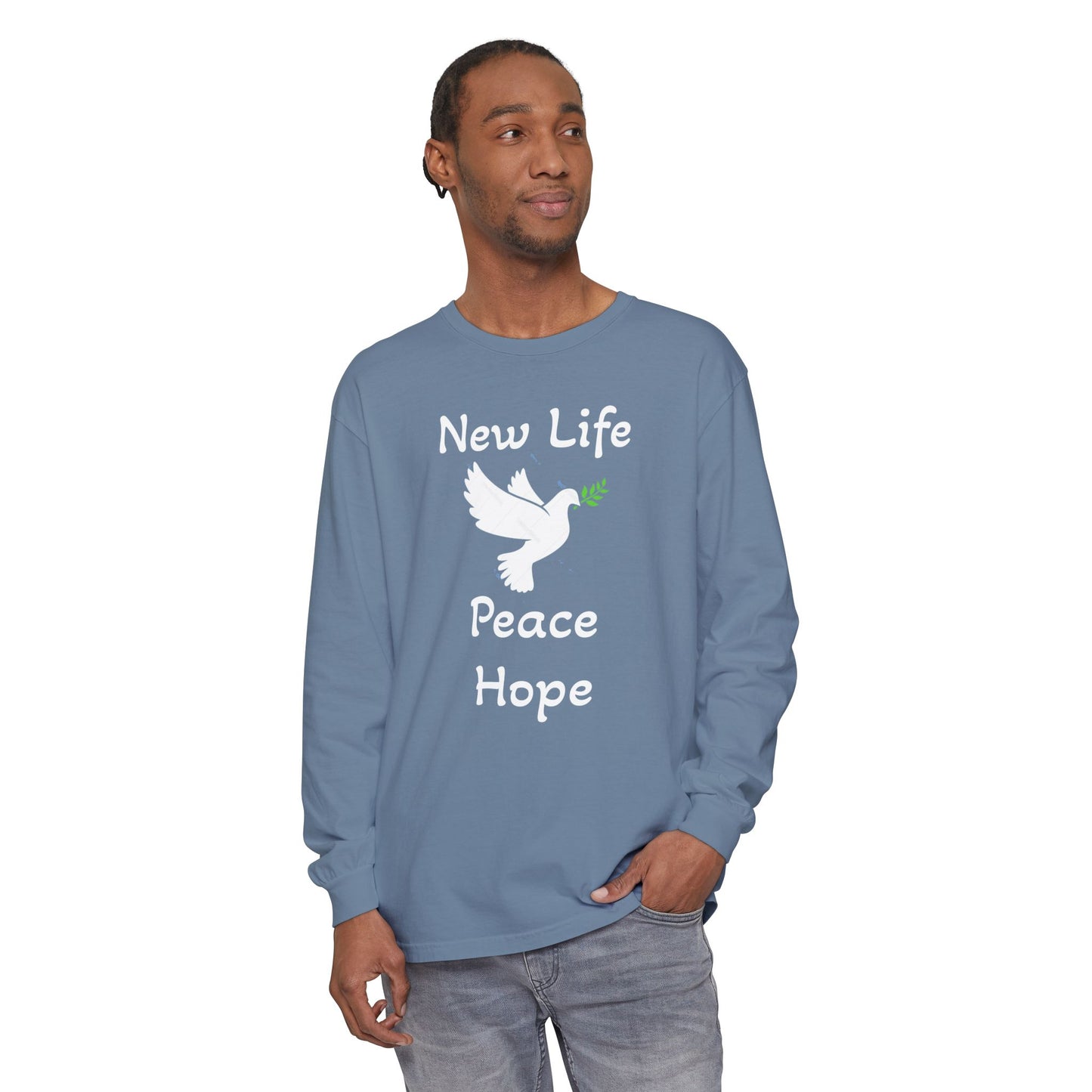 New Life-Peace Hope-Dove with Olive Branch Long Sleeve T-Shirt
