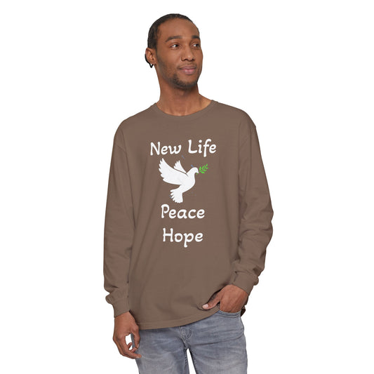 New Life-Peace Hope-Dove with Olive Branch Long Sleeve T-Shirt