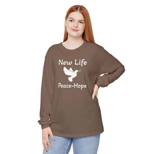 New Life-Peace Hope-Dove with Olive Branch Long Sleeve T-Shirt
