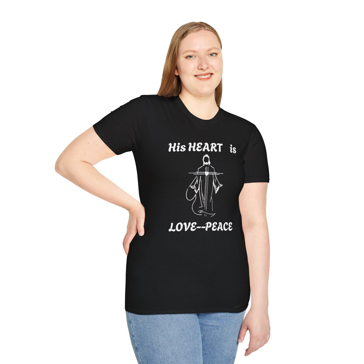 Christian Graphic Jesus  "His Heart is Love Peace" T-shirt
