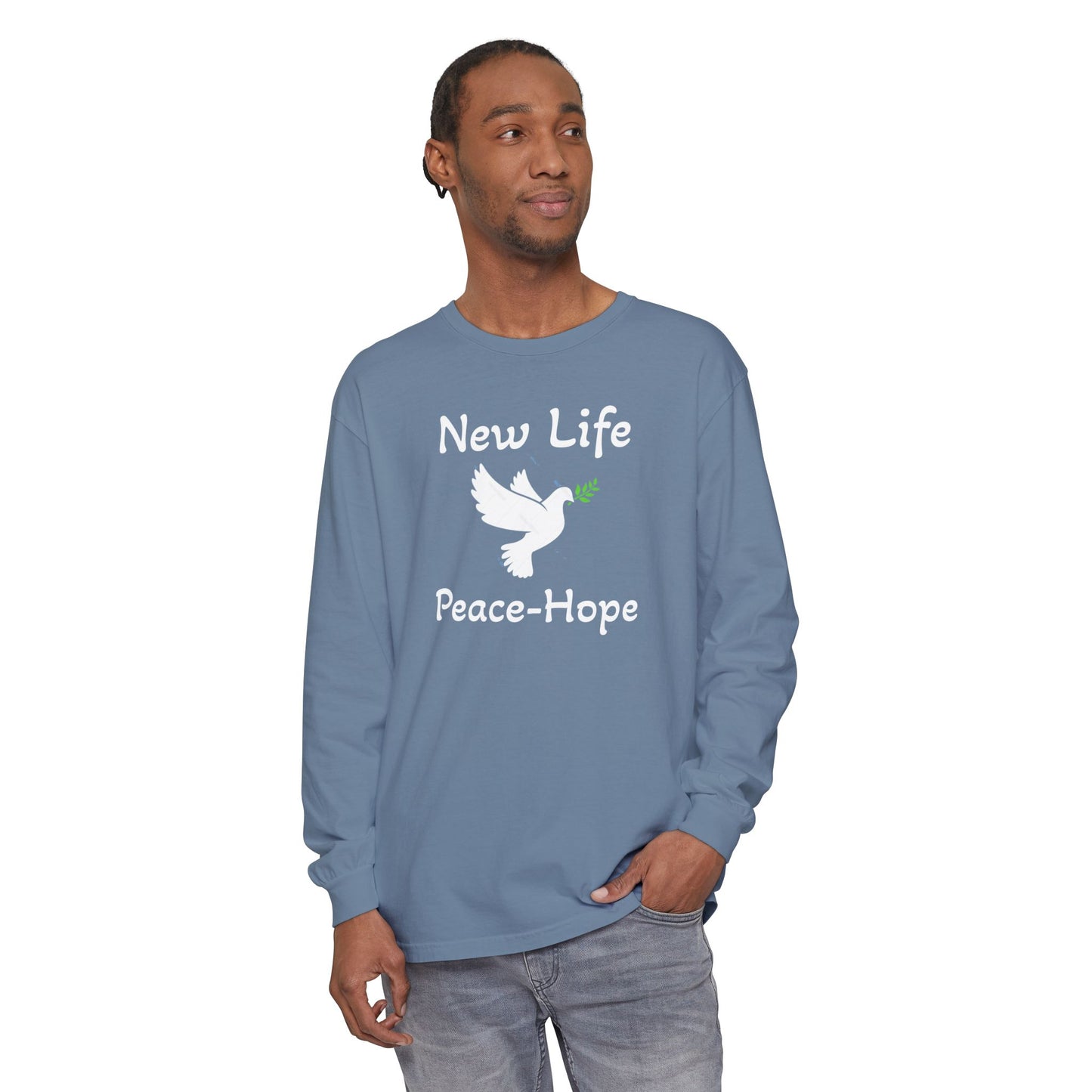 New Life-Peace Hope-Dove with Olive Branch Long Sleeve T-Shirt