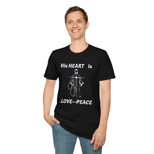 Christian Graphic Jesus  "His Heart is Love Peace" T-shirt