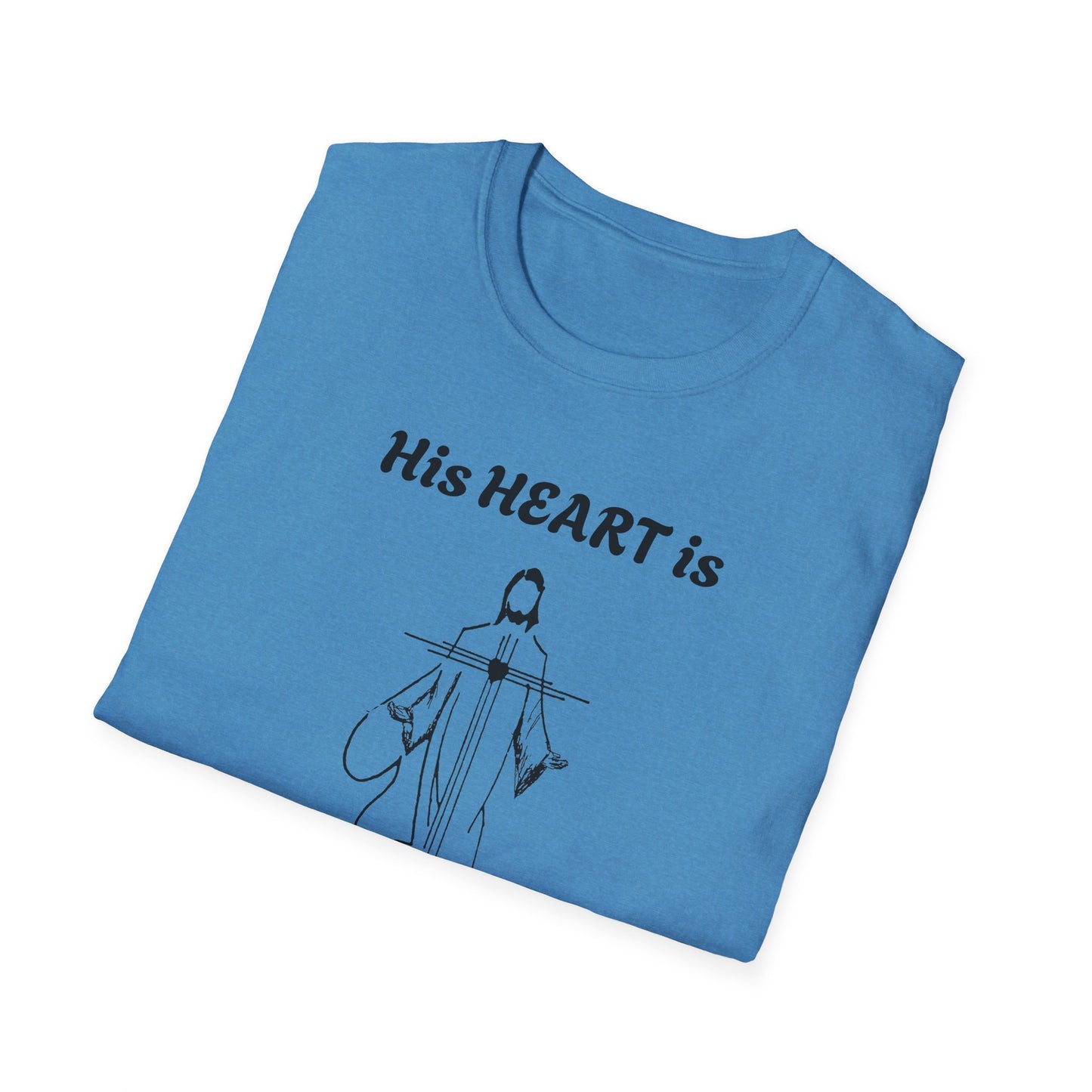 His Heart is Love-Peace Graphic T-Shirt, Unisex Spiritual Tee, Positive Vibe Shirt, Casual Gift for Friends and Family, Unique Faith Apparel