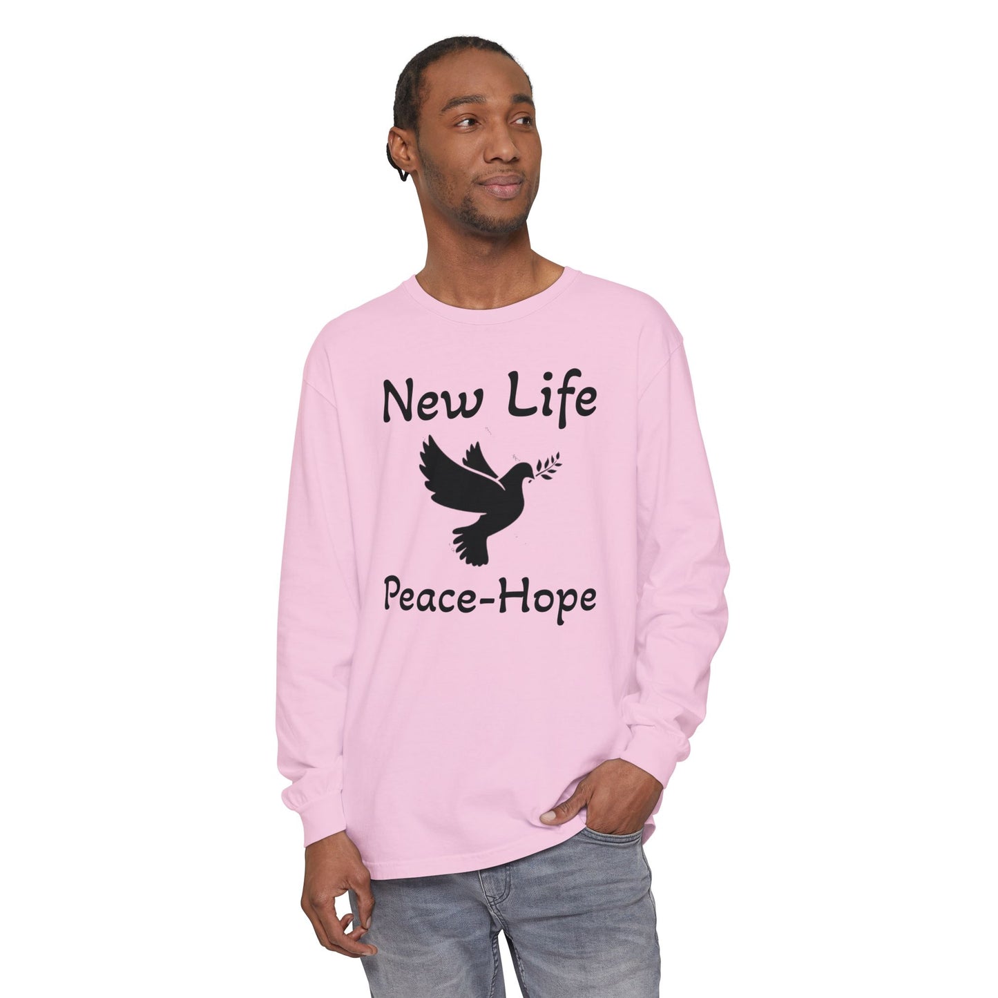 New Life- Peace Hope- Dove with Olive Branch Long Sleeve T-Shirt