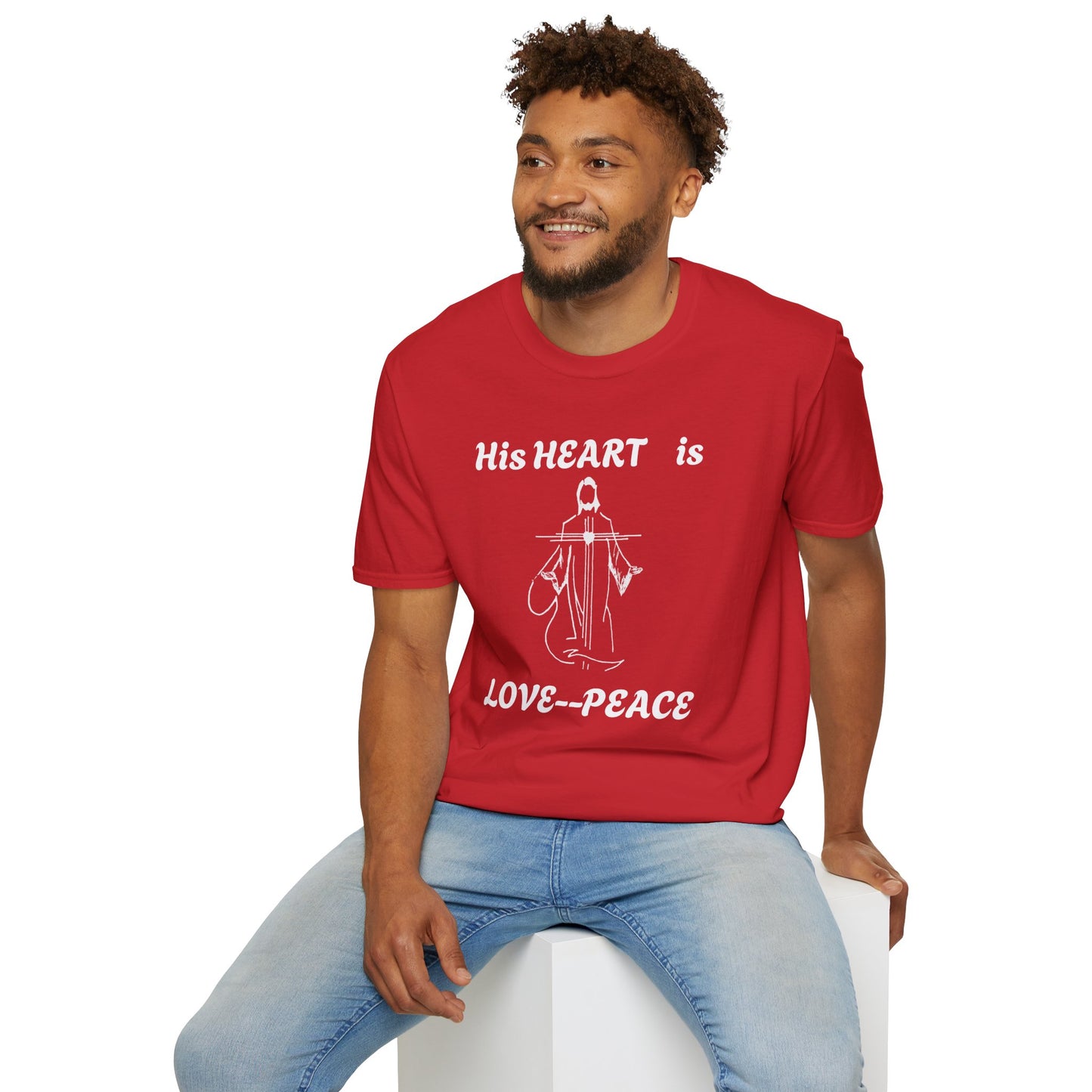Christian Graphic Jesus  "His Heart is Love Peace" T-shirt