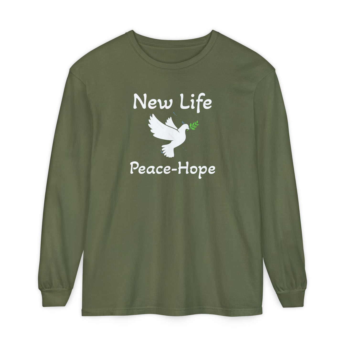 New Life-Peace Hope-Dove with Olive Branch Long Sleeve T-Shirt