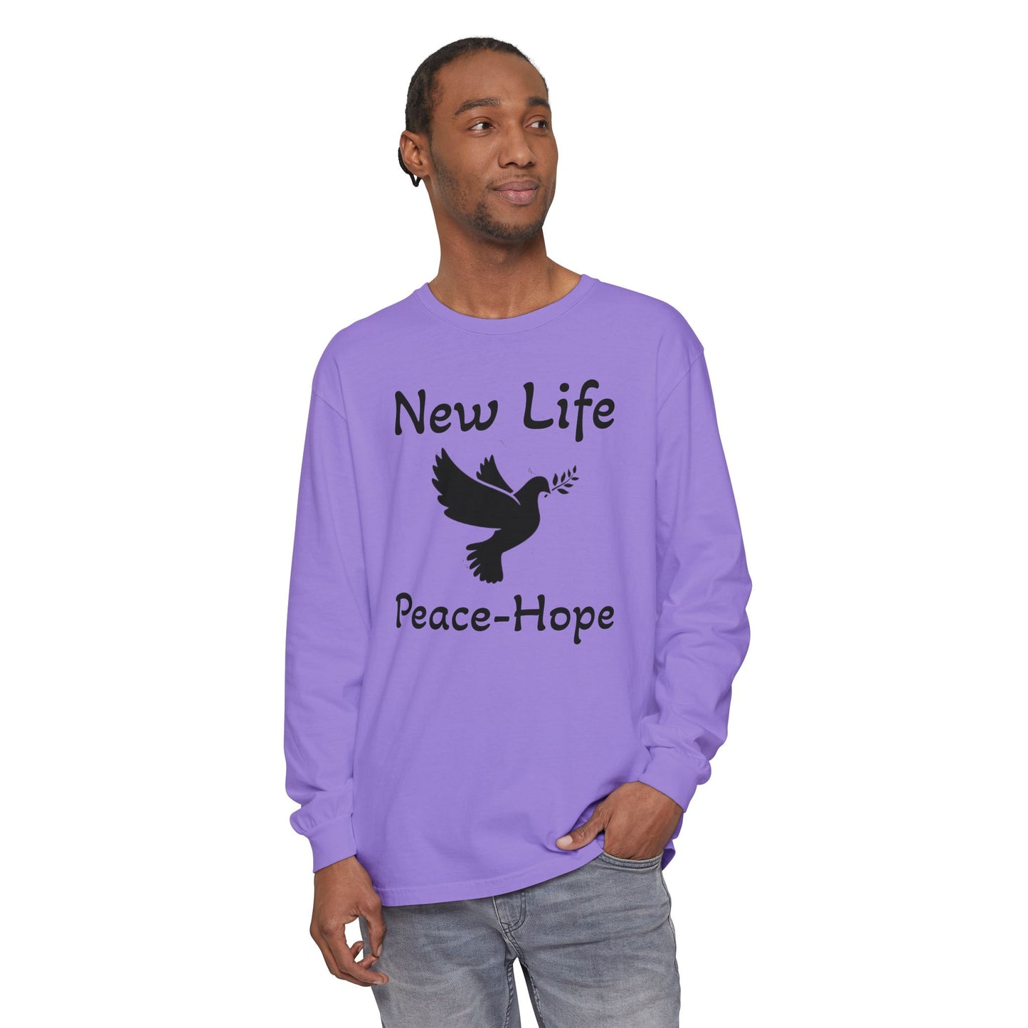 New Life- Peace Hope- Dove with Olive Branch Long Sleeve T-Shirt