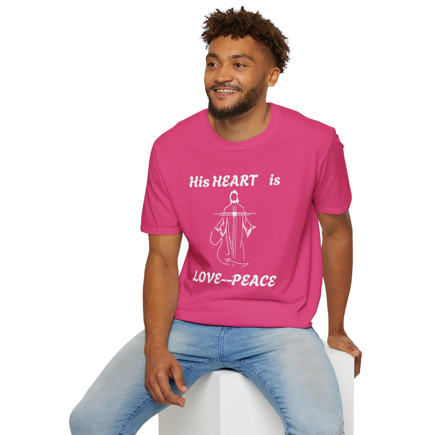 Christian Graphic Jesus  "His Heart is Love Peace" T-shirt