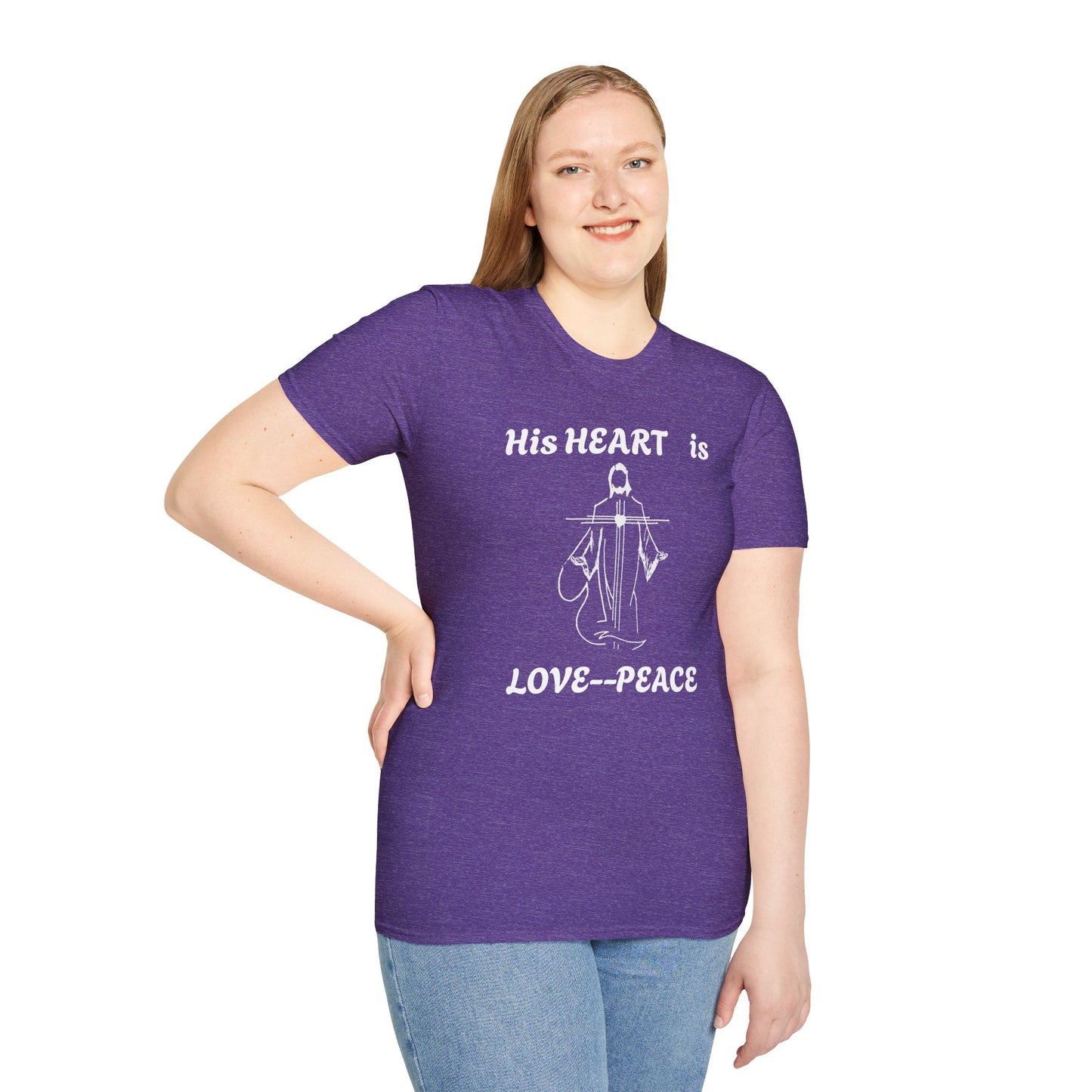 Christian Graphic Jesus  "His Heart is Love Peace" T-shirt